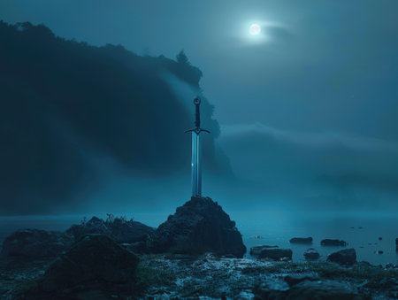 Mystical sword in the moonlightの素材