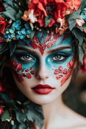 Vibrant floral fantasy portraitの素材