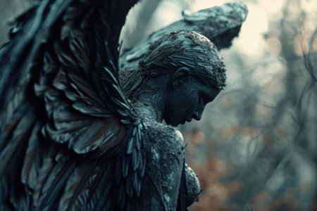 Mysterious hooded figure in the forestの素材