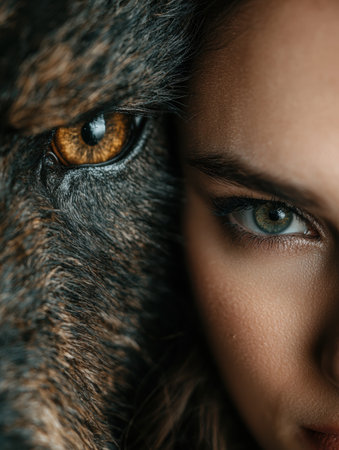 Intense gaze of a wild animalの素材