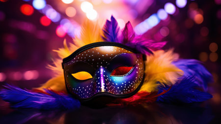 Vibrant Carnival Mask with Feathersの素材