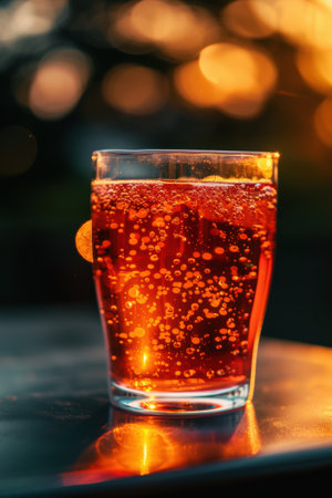 Sparkling red cocktail drink with citrus sliceの素材