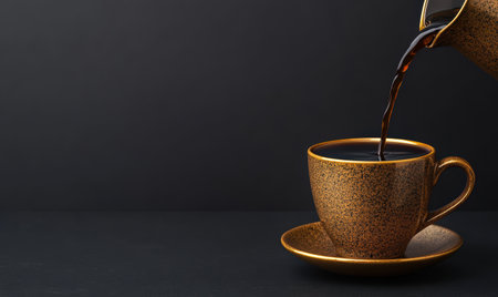 Pouring hot coffee into a ceramic mugの素材