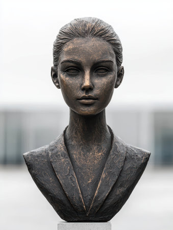 Weathered bronze bust of a womanの素材