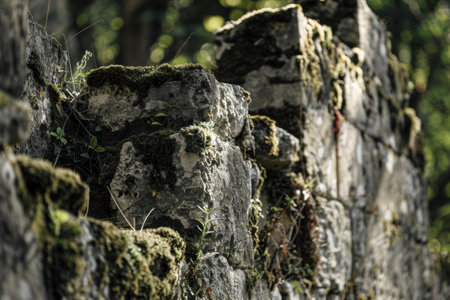 Mossy rocks in a lush forestの素材