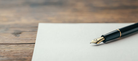 Elegant fountain pen on blank paperの素材