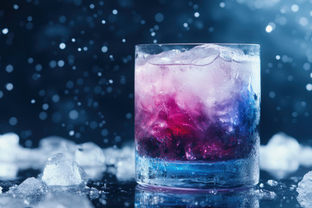 Colorful winter cocktail with ice cubesの素材