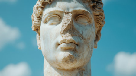 close-up of ancient stone sculptureの素材