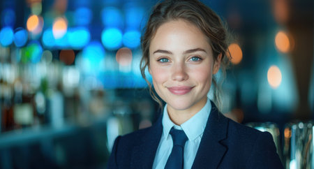 Smiling young woman in business attireの素材