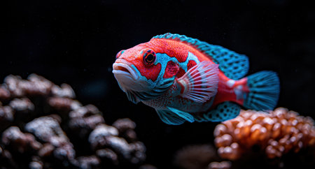 Vibrant tropical fish swimming in aquariumの素材