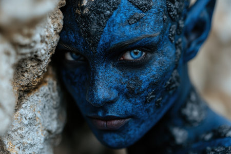 Mysterious blue face in the shadowsの素材