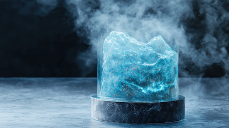 Frozen ice sculpture in smoky atmosphereの素材