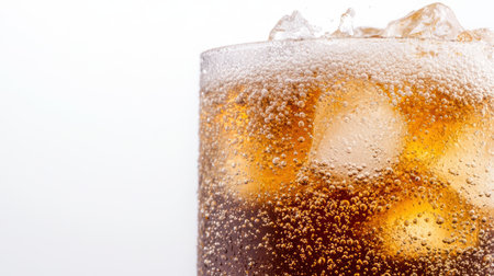 Close-up of a glass of bubbly soda drinkの素材