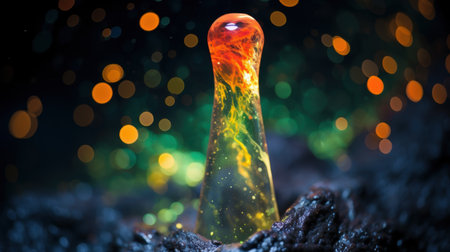 Glowing glass object in natureの素材