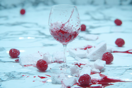 Refreshing raspberry cocktail with ice cubesの素材