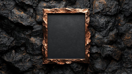 dark rock frame with black slate backgroundの素材