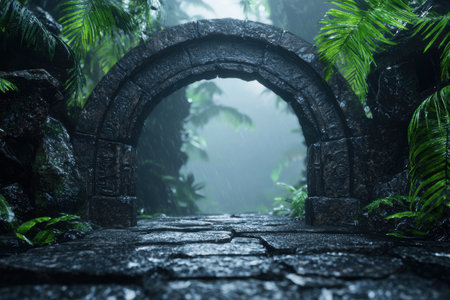 Lush tropical archway in mystical rainforestの素材