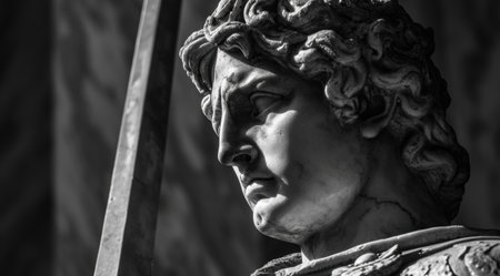 close-up of a classical statue headの素材