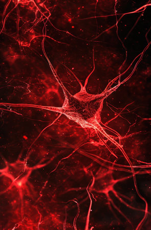 Intricate neural network structure in redの素材