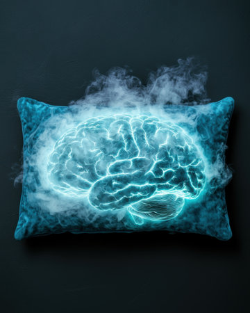 Glowing brain on a dark backgroundの素材