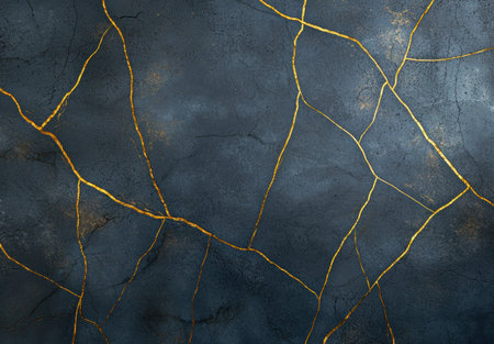Cracked marble texture with golden linesの素材