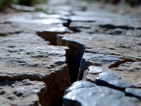 Cracked earth and water flowingの素材