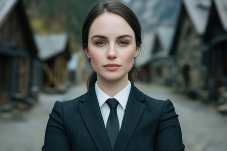 Serious businesswoman in formal attireの素材