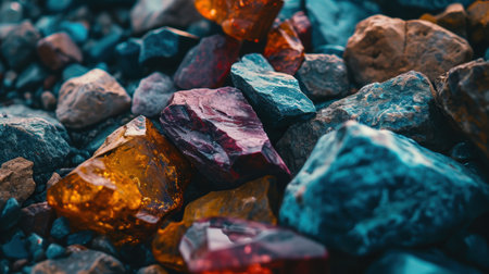 Colorful assortment of natural gemstonesの素材