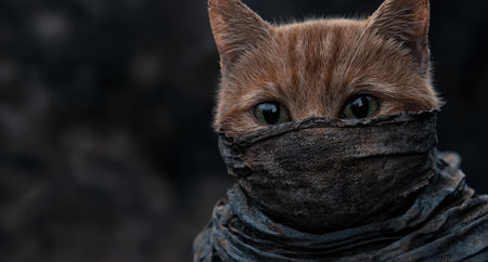 Mysterious cat with dark maskの素材