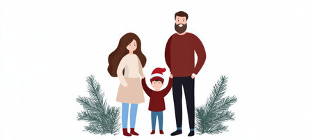 happy family in winter sceneの素材