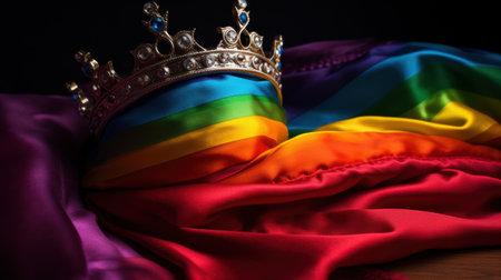 Colorful crown on vibrant fabricの素材