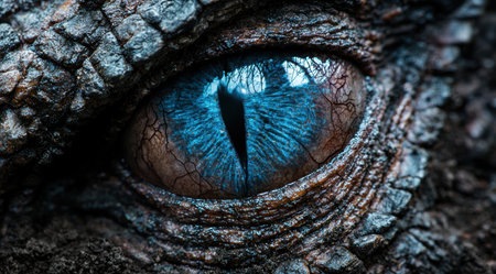 Intense blue eye of a reptile or dragonの素材