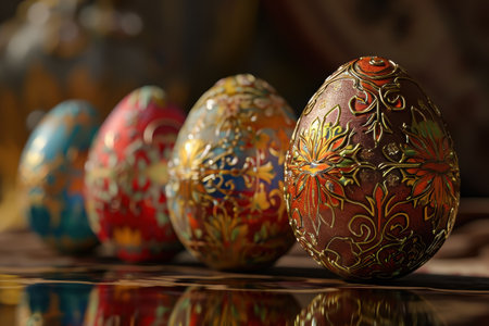 Ornate Easter eggs with intricate designsの素材