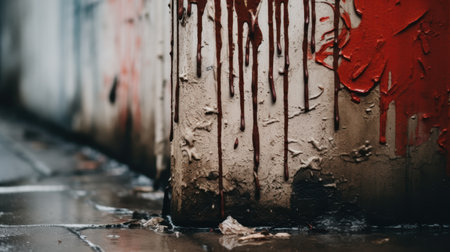 Grunge wall with dripping paintの素材