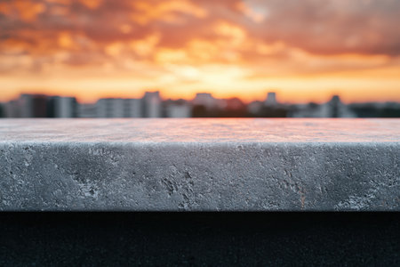 Dramatic sunset over urban skylineの素材