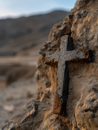 Rugged mountain landscape with rocky cliff faceの素材