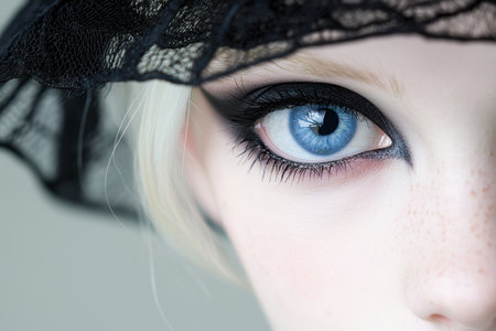 Closeup of a woman's eye with dramatic makeupの素材