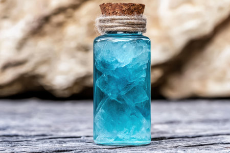 Mystical blue crystal jar with cork lidの素材