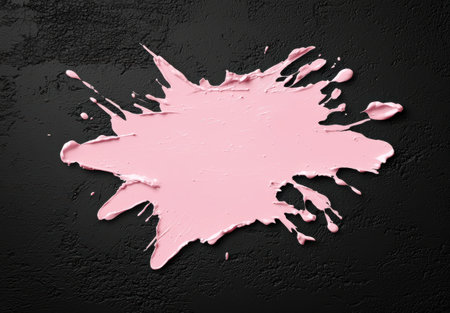 Splattered pink paint on black backgroundの素材