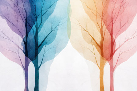 Colorful abstract tree silhouettesの素材