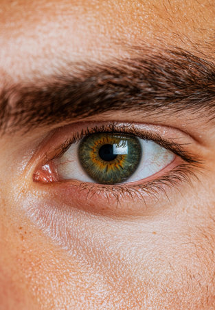Closeup of a human eye with vibrant green irisの素材