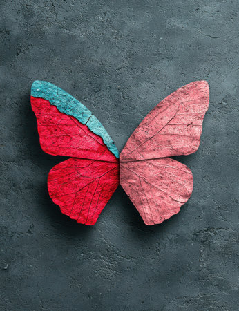 Vibrant butterfly made of leavesの素材