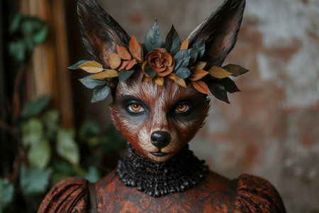 Mystical forest creature with floral crownの素材