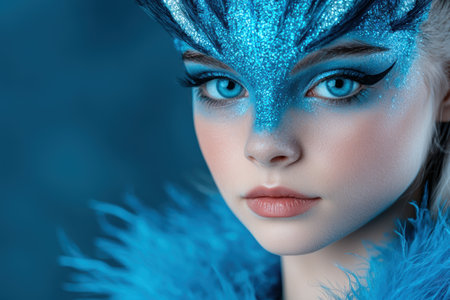 Stunning blue makeup and feathersの素材
