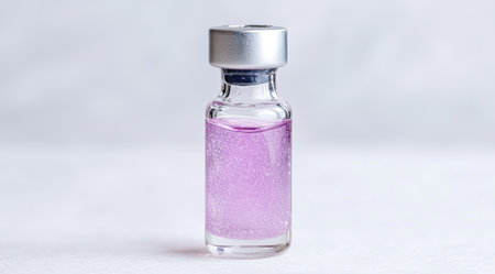 Elegant glass bottle with pink liquidの素材