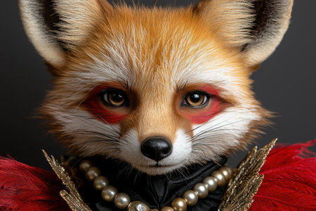 Closeup portrait of a majestic red foxの素材
