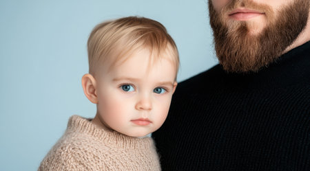 Caring father and son portraitの素材