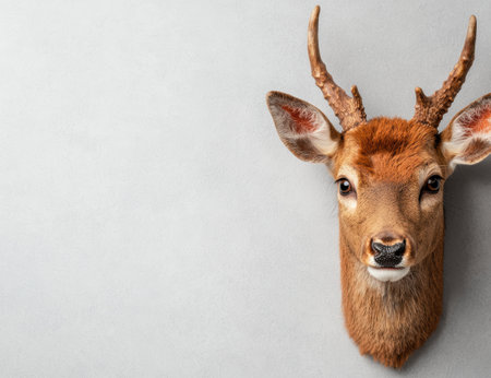Close-up of a deer's head with antlersの素材