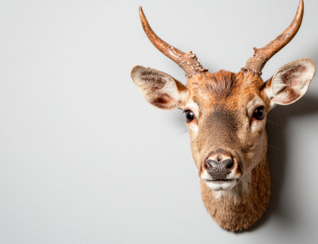 close-up portrait of a deer with large antlersの素材