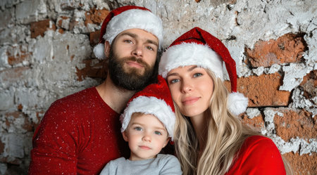 happy family in christmas outfitsの素材